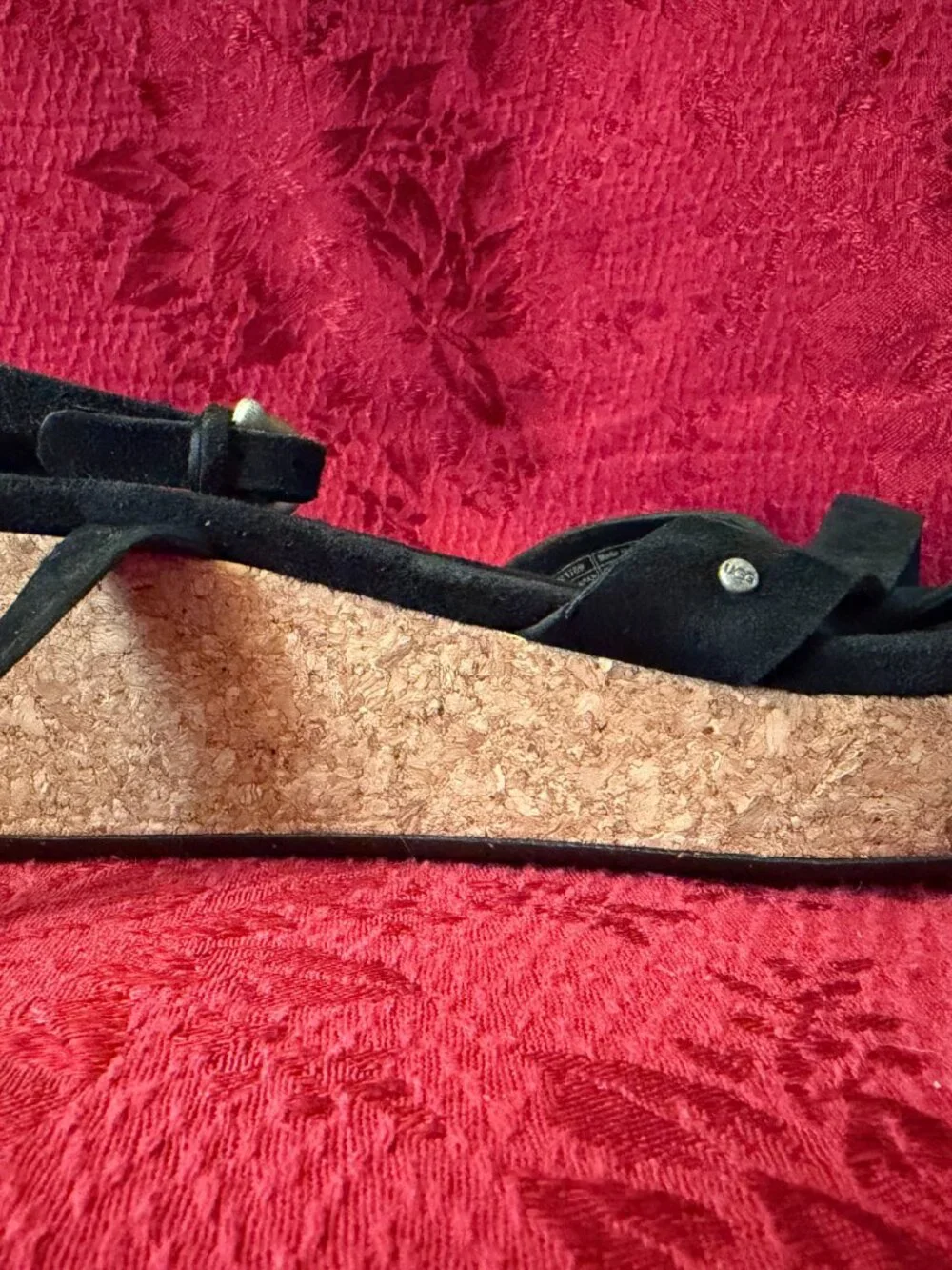 Ugg Uma Platform Black Suede Wedge Sandal Sz 10